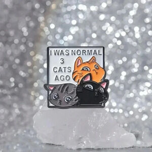 unisex black gray white yellow cute funny cat enamel brooch pin backpack clothes